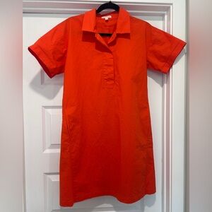 Eileen Fisher Classic Organic Cotton Stretch Poplin Dress Orange Breezy XS